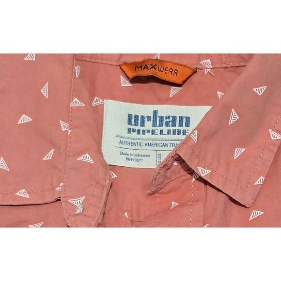 Urban Pipeline boys Coral Geo Short Sleeve Button-Up Shirt Small 100% cotton - Picture 3 of 7